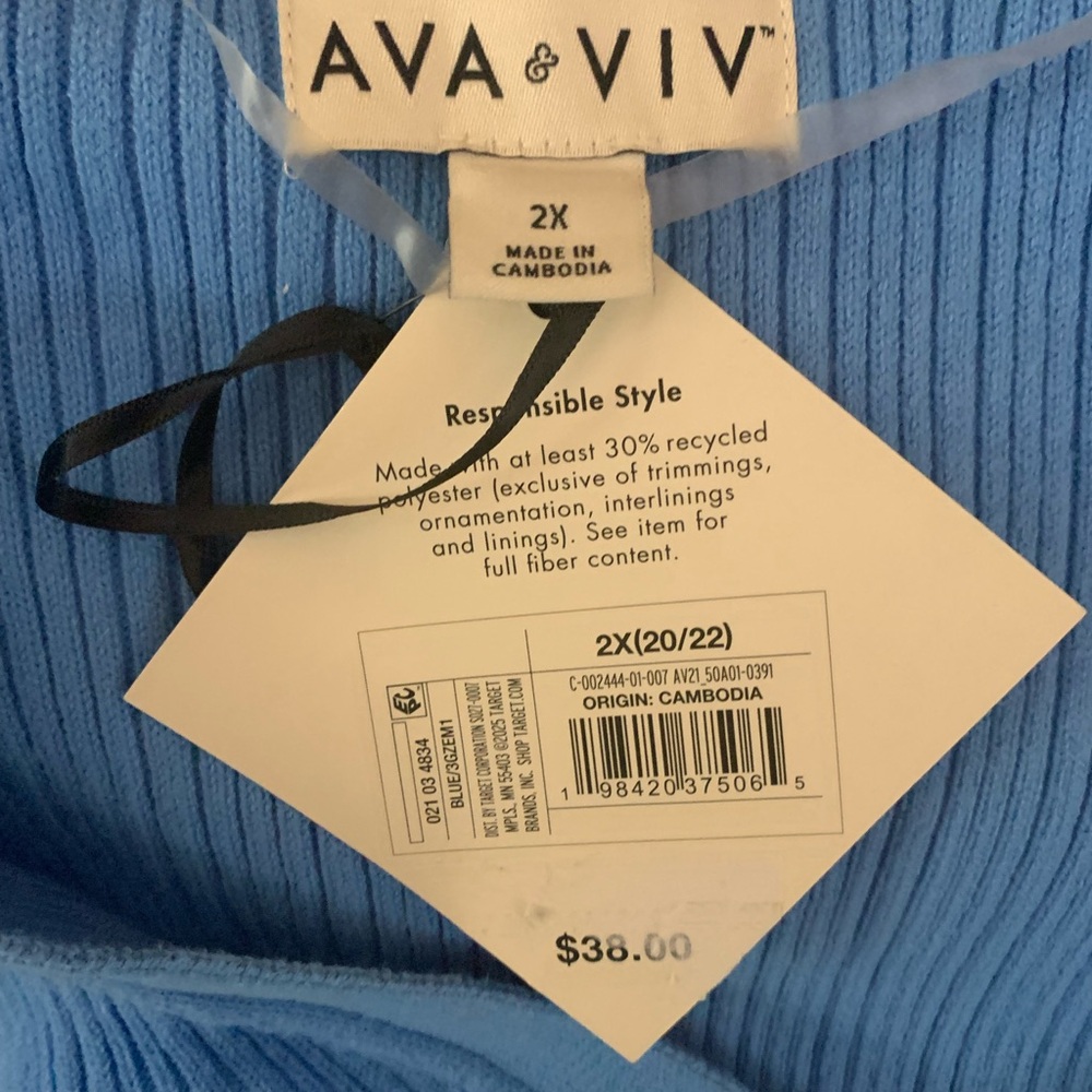 Blue Ribbed Midi Dress - Picture 5 of 6